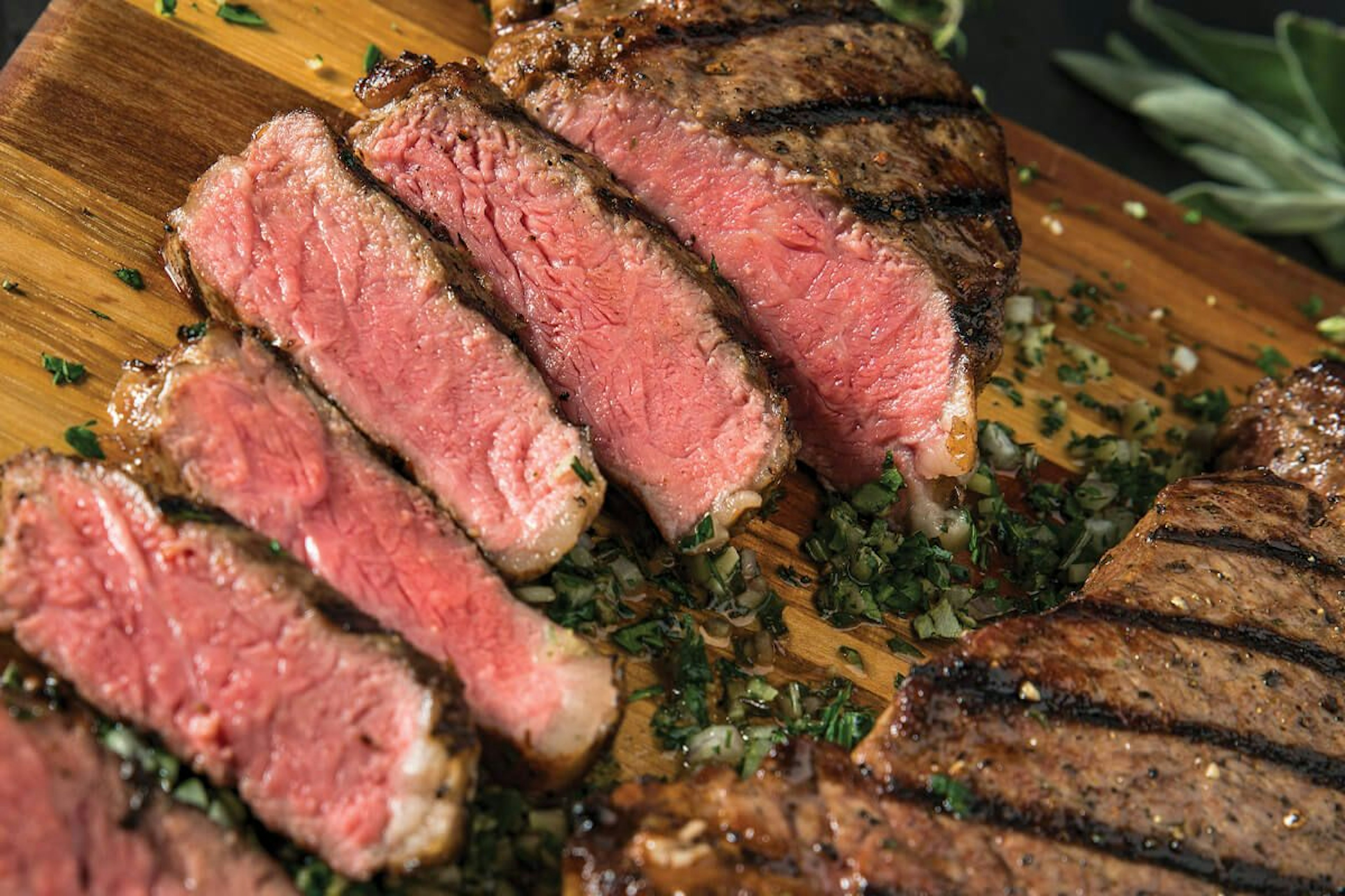 Grilled Steaks with Board Dressing