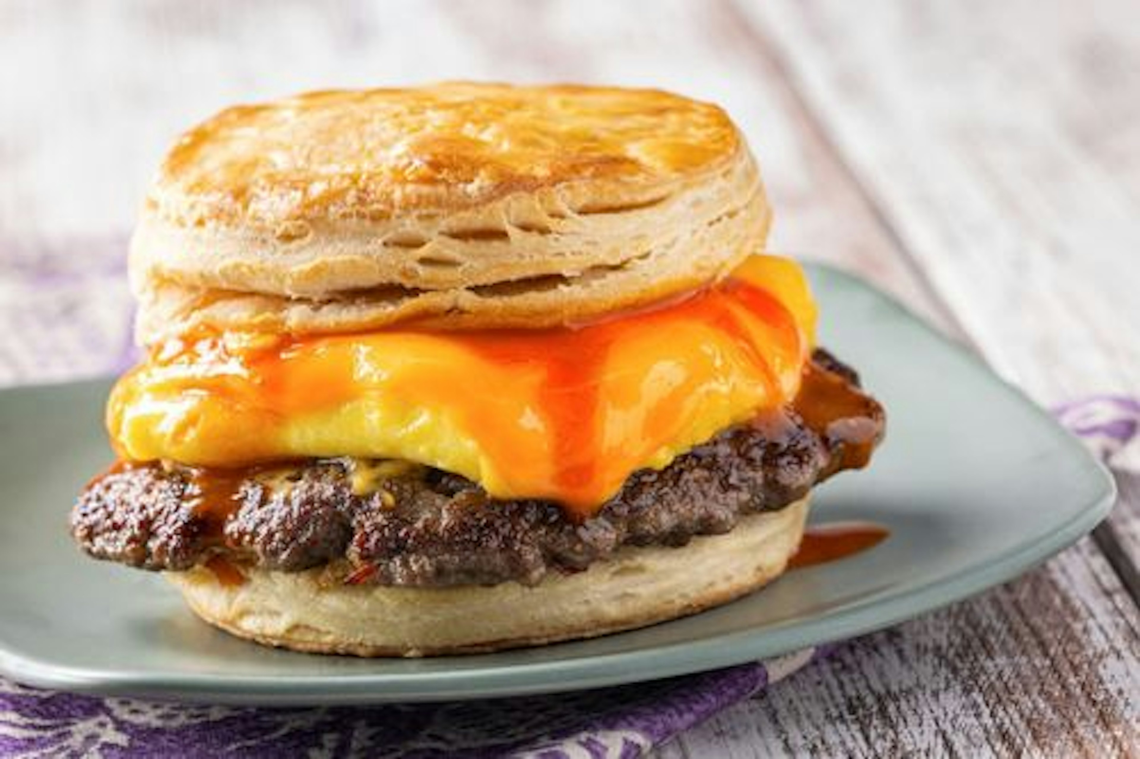 Beef Breakfast Sausage Biscuit Sandwich