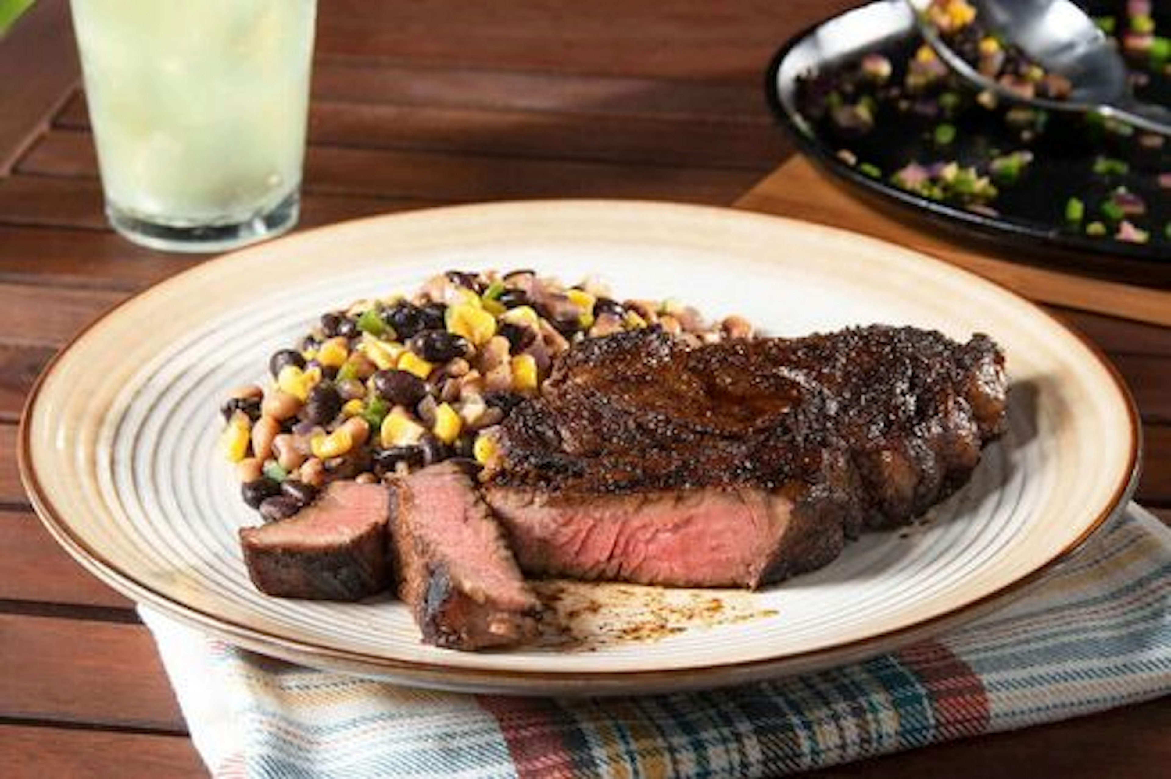 Blackened Chuck Eye Steaks with Texas Caviar