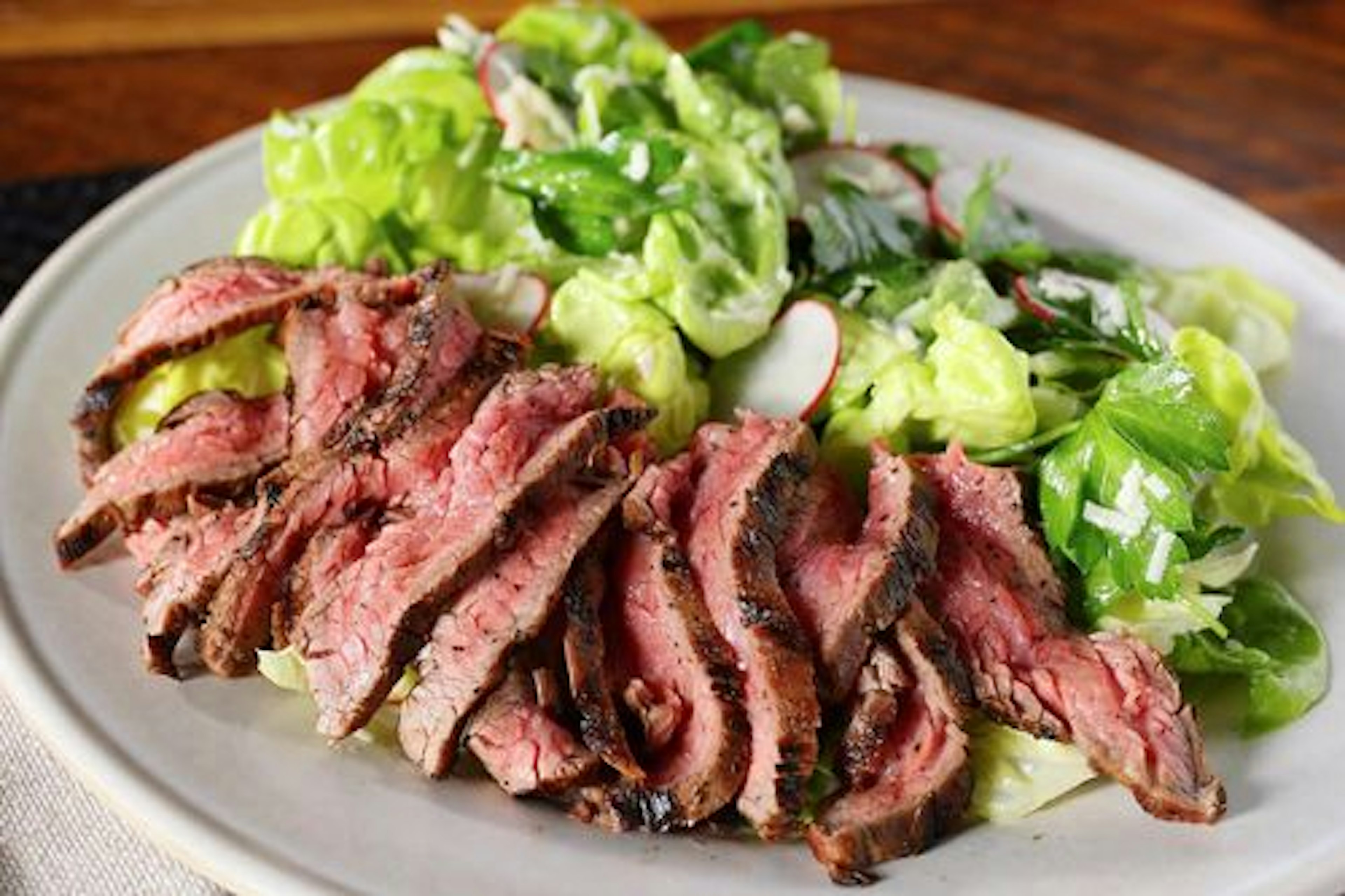 Grilled Flank Steak with Butter Lettuce and Radish Salad