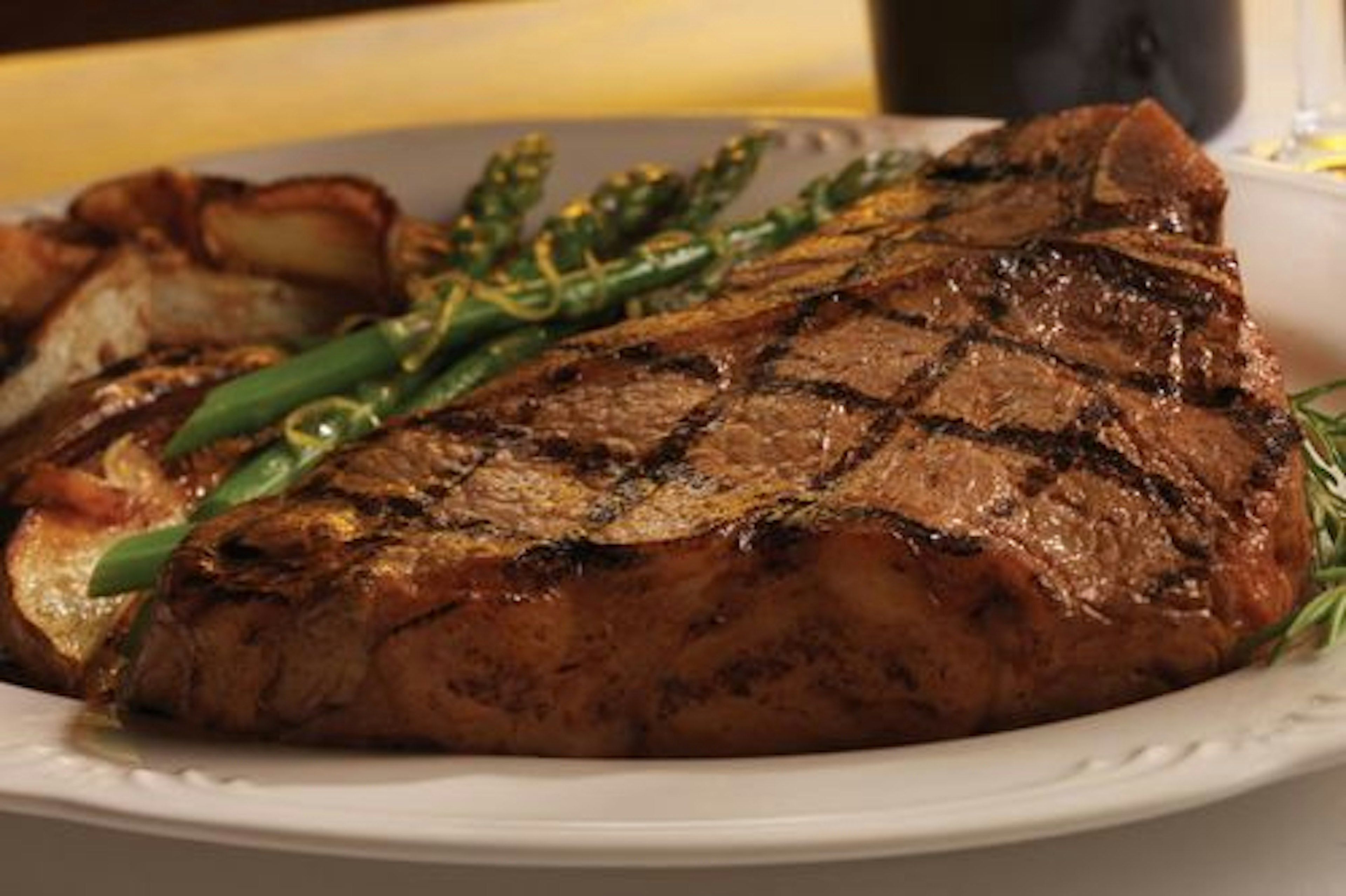 Porterhouse for Two with Lemon Potatoes & Asparagus