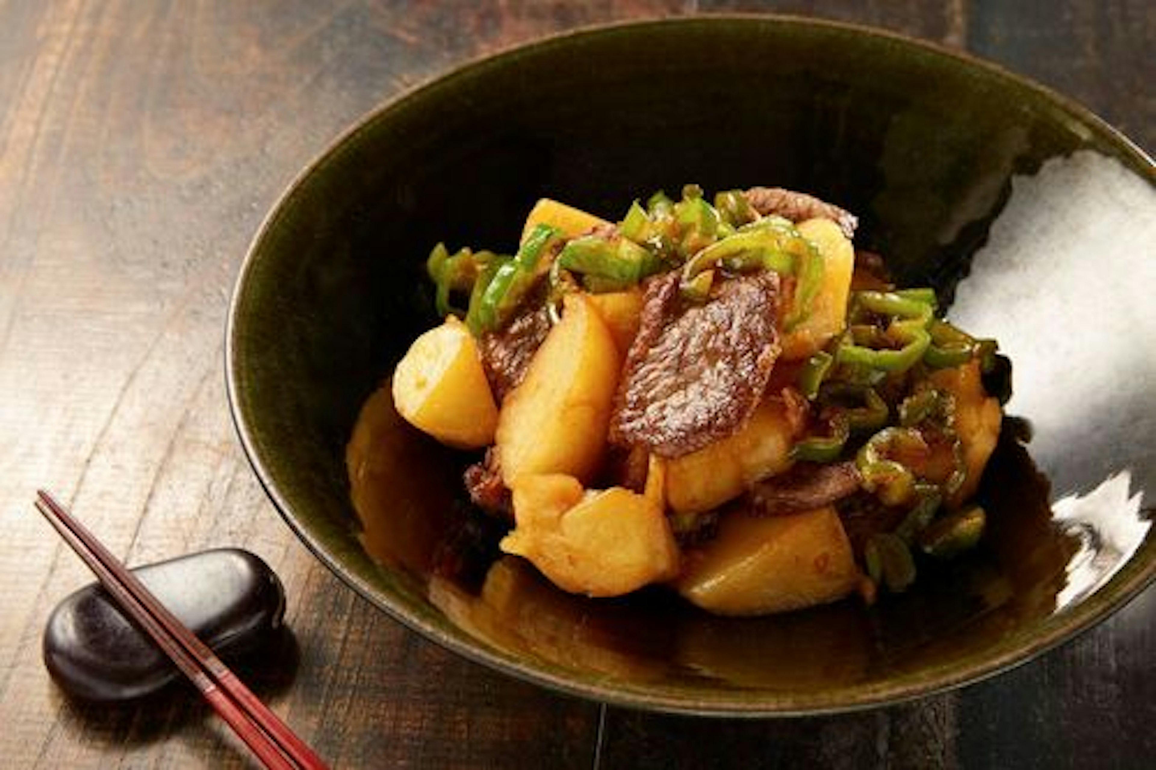 Sautéed Beef and Potatoes in Soy Sauce