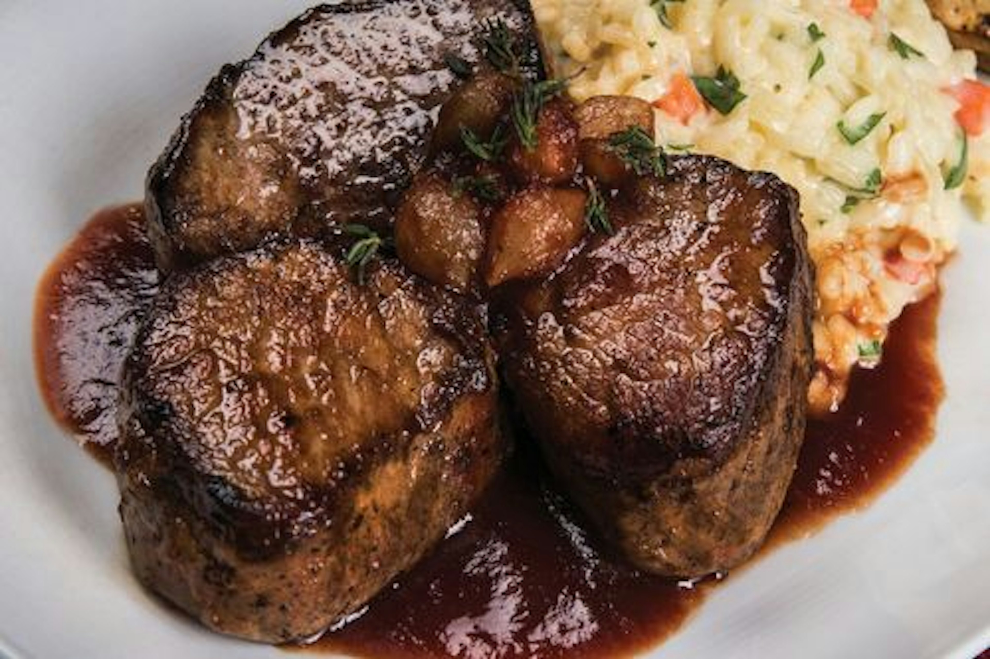 Sautéed Medallions with Pearl Onion Red Wine Sauce