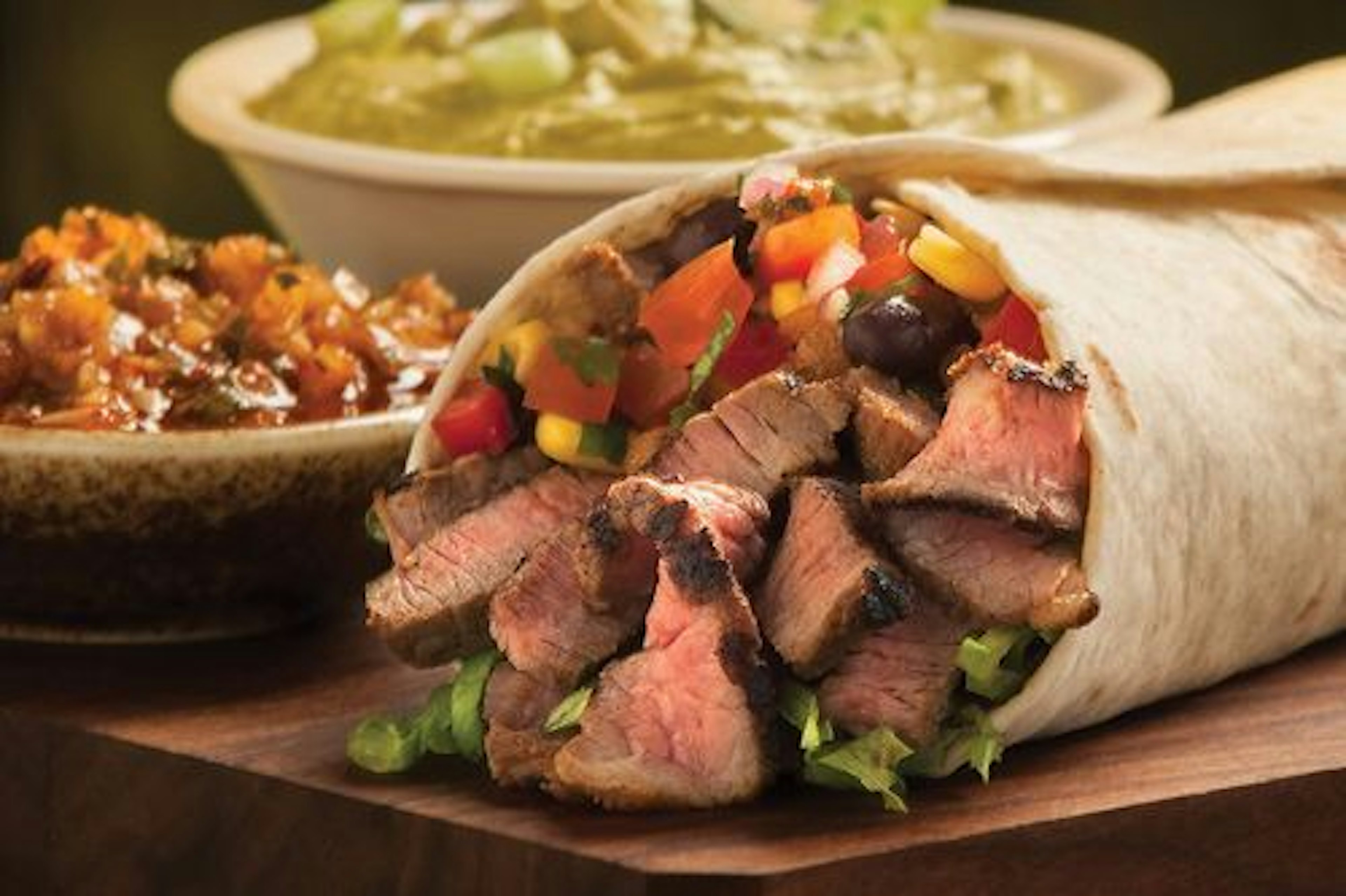 Sirloin Burritos with Red Chimichurri Sauce