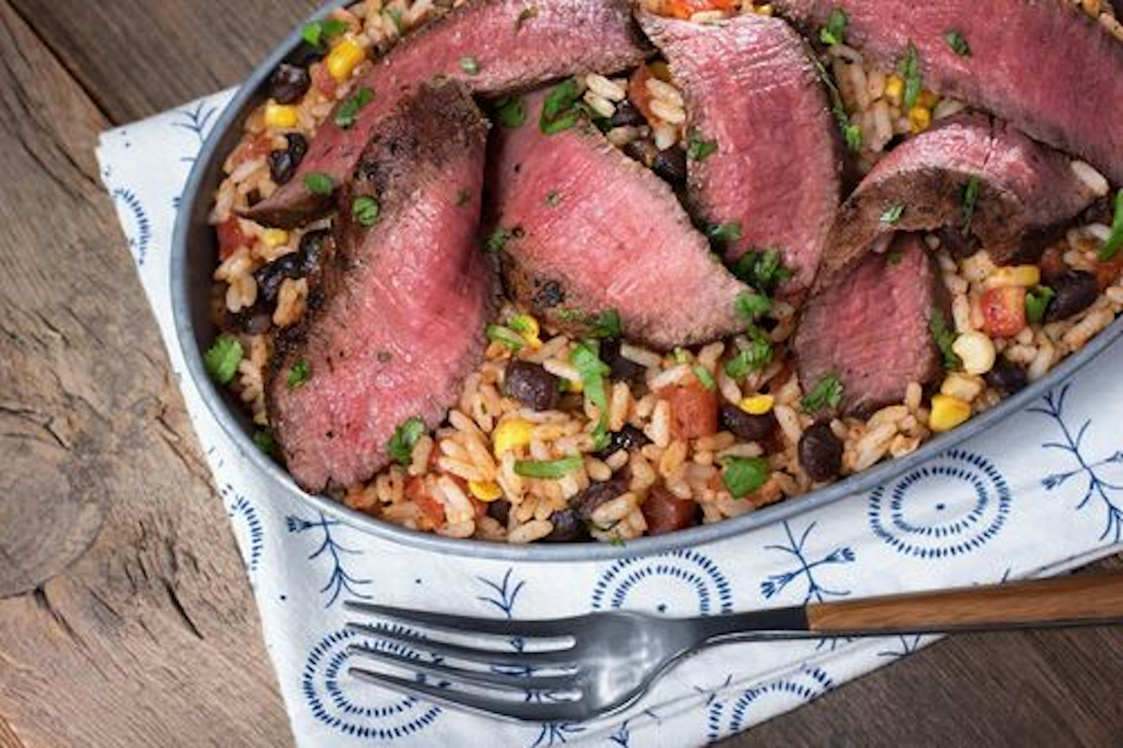 Southwestern Steak, Black Beans & Rice