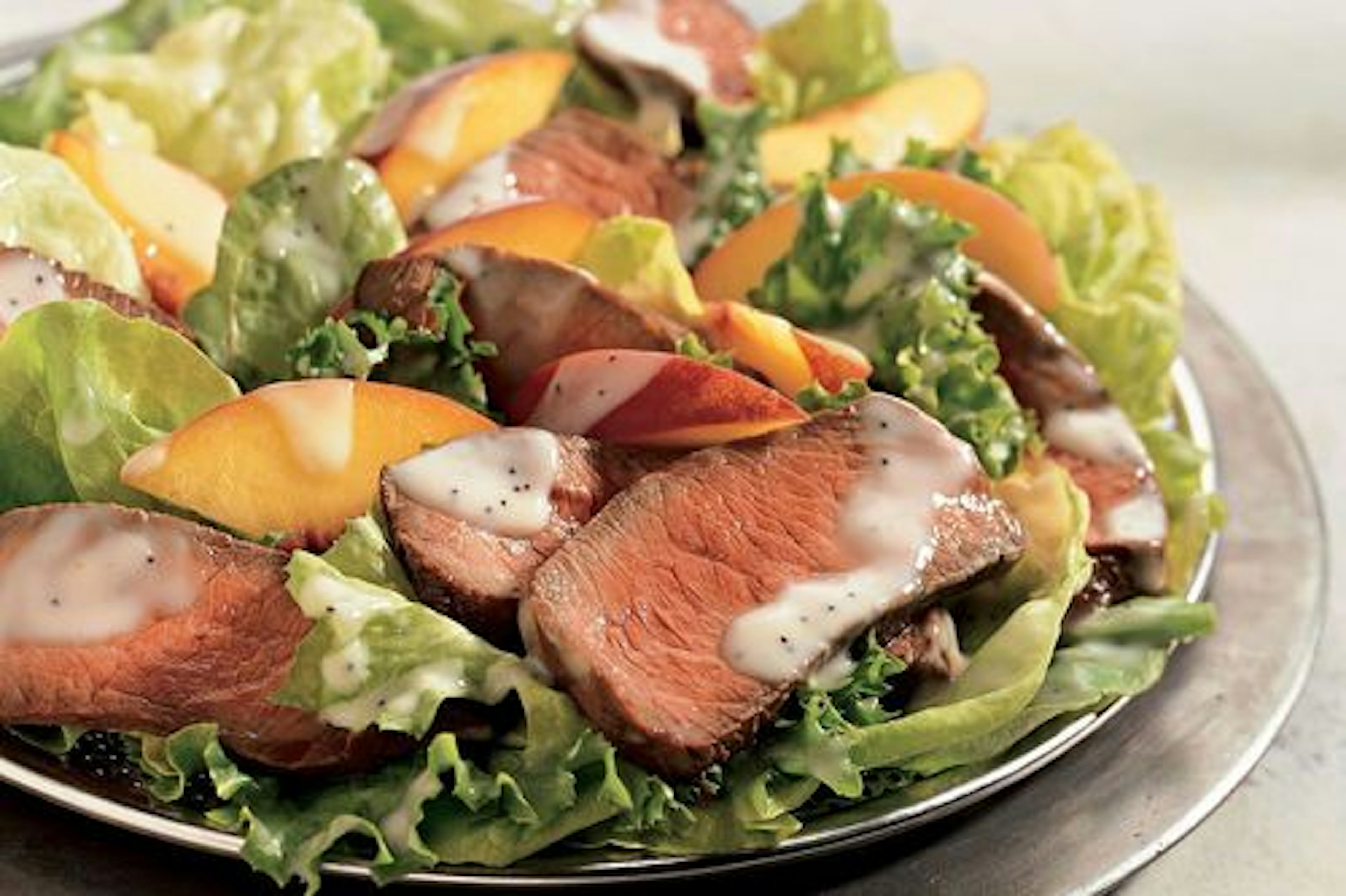 Steak & Peach Salad with Lemon Dressing