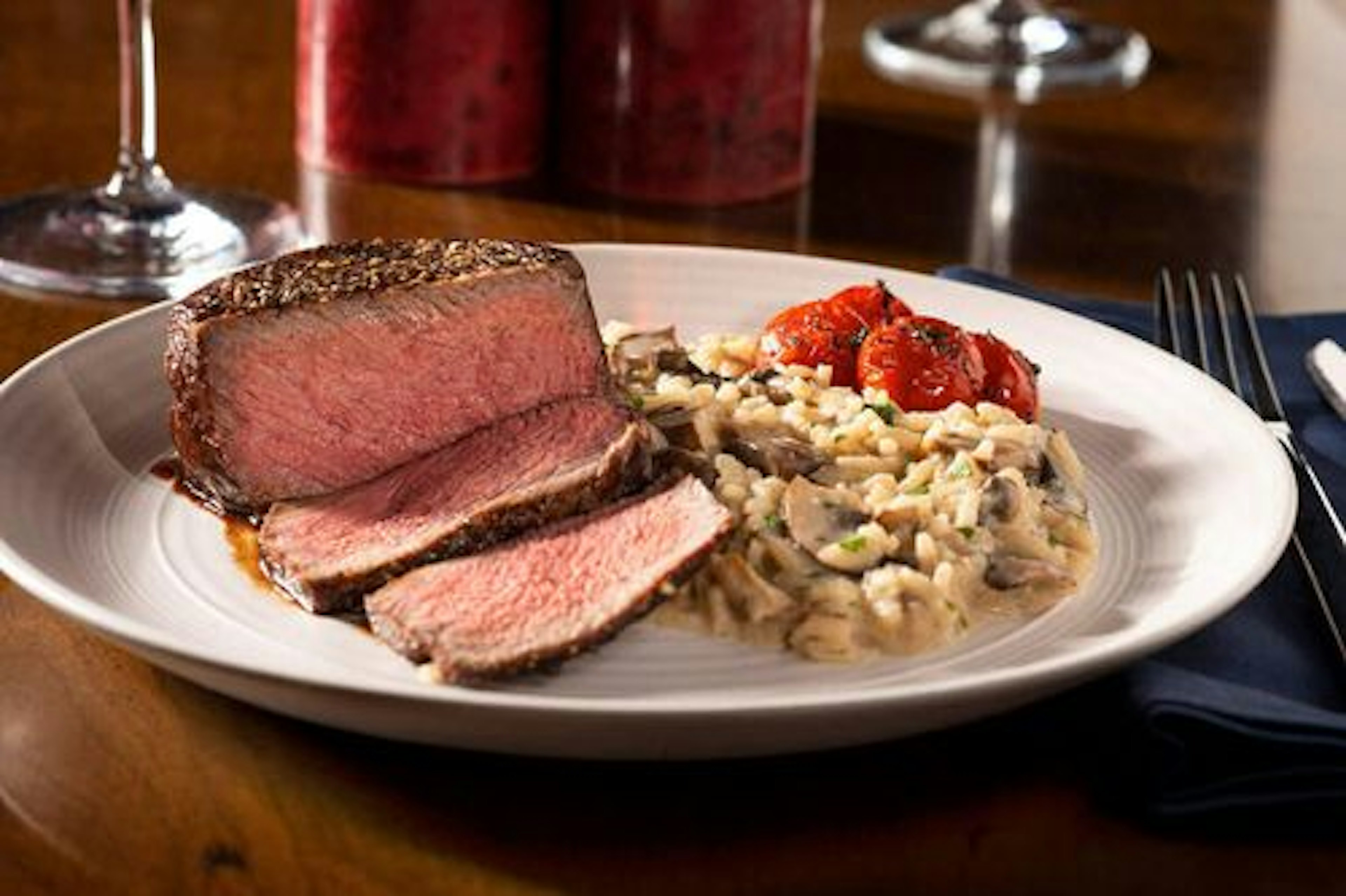 Steak with Mushroom Risotto