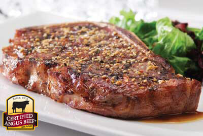 Strip Steaks with Three-Pepper Rub recipe provided by the Certified Angus Beef® brand.