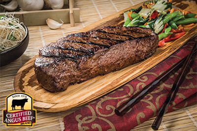 Garlic and Five Spice Strip Steaks recipe provided by the Certified Angus Beef® brand.